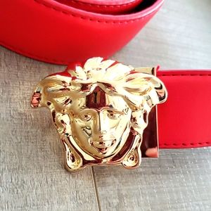 Versace Medusa leather belt, red